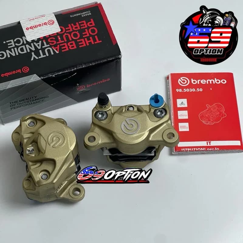 ปั้มปักข้างโลโก้ใหญ่แท้ สีทอง Bremboปักข้างโลโก้ใหญ่